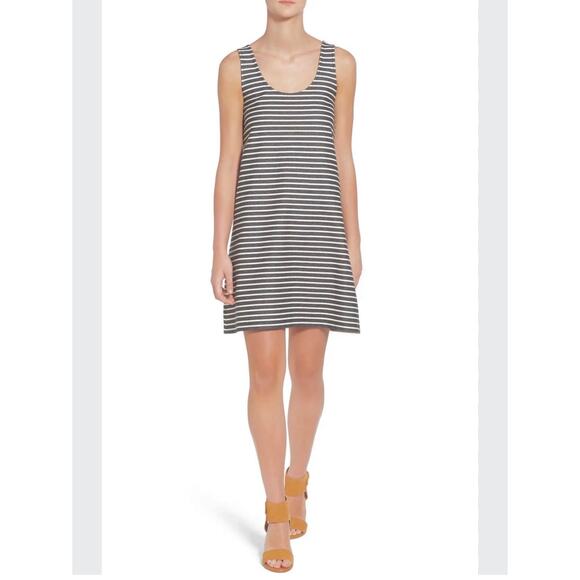 Madewell Effortless Gray White Striped Tank Mini Dress Size M - Picture 1 of 5